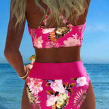 Lorena - Virágmintás bikini kontrasztos kivágással
