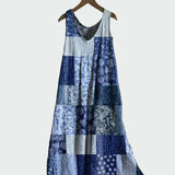 Kék Patchwork Mintás Ruha