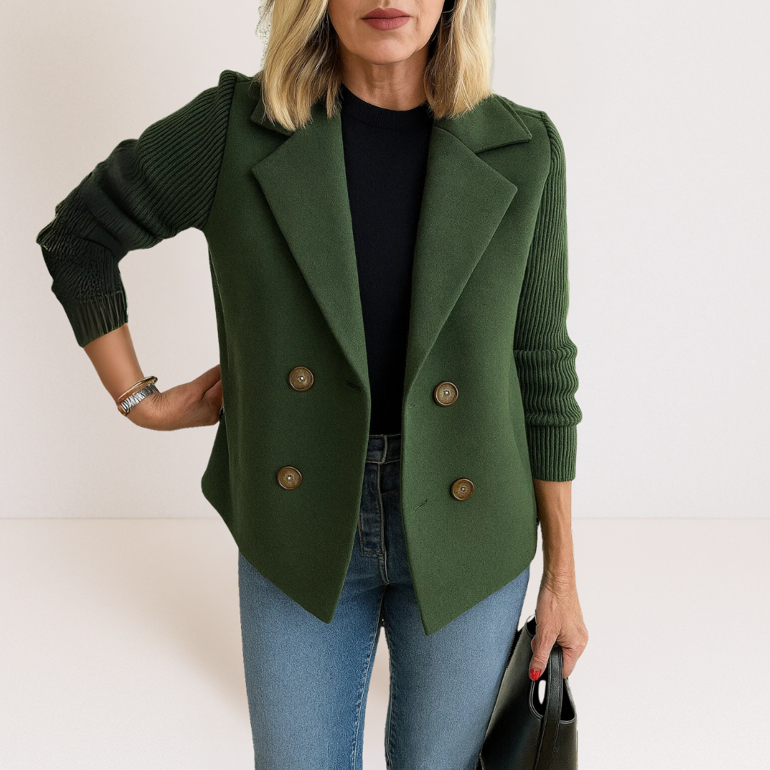 Marta - Elegáns Kabát Kötött Ujjakkal