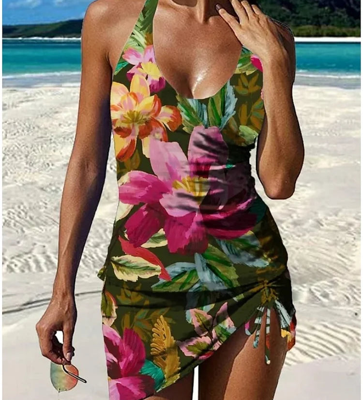 Filipa - Virágmintás tankini rövidnadrággal, lapos has hatással