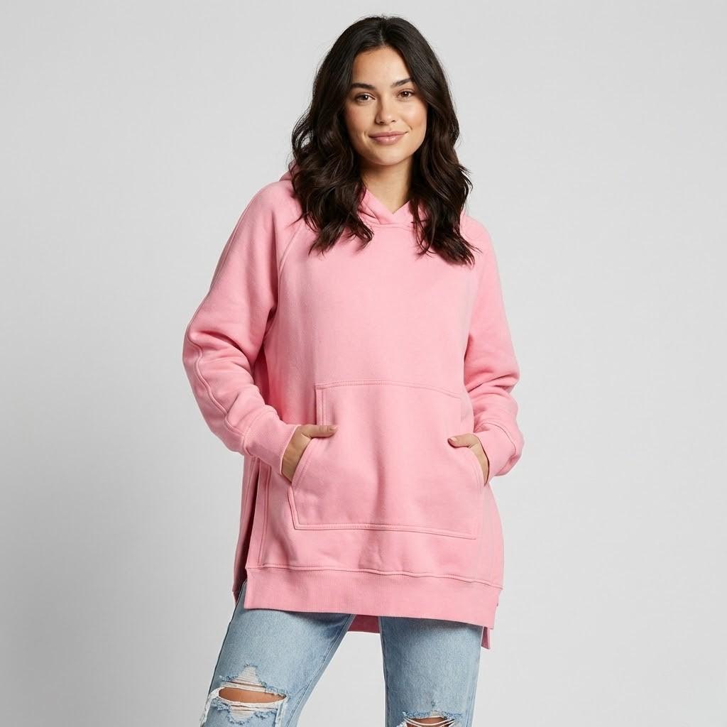 Hosszú oversized kapucnis pulóver oldalsó sliccekkel