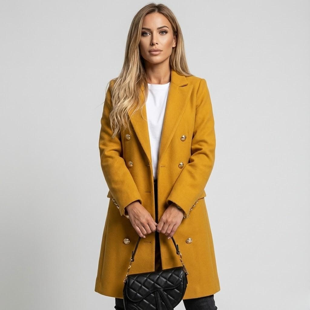 Hosszú trench coat puha poliészter keverékből állítható övvel