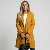 Hosszú trench coat puha poliészter keverékből állítható övvel