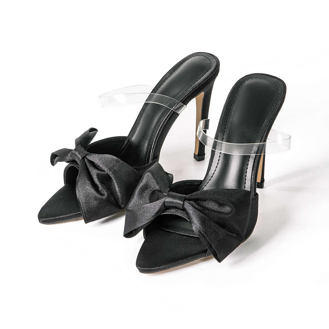 Magas sarkú slingback cipők masnival
