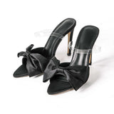 Magas sarkú slingback cipők masnival