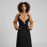 Elegáns trench coat poliészter és pamut keverékből, állítható övvel