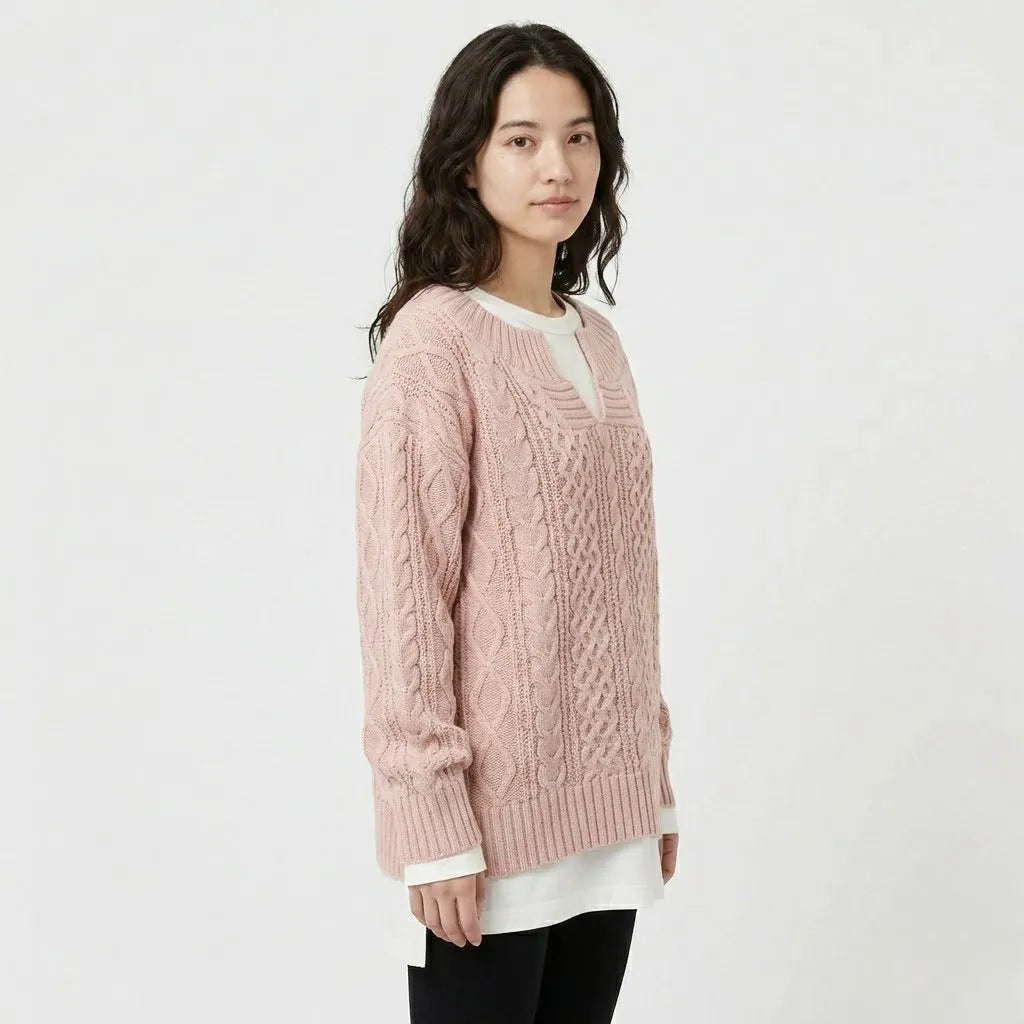 Oversize kötött szett fonott mintával