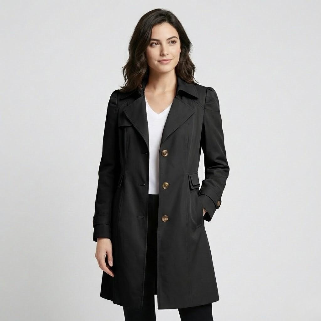 Elegáns pamutkeverék trench coat testhez simuló szabással