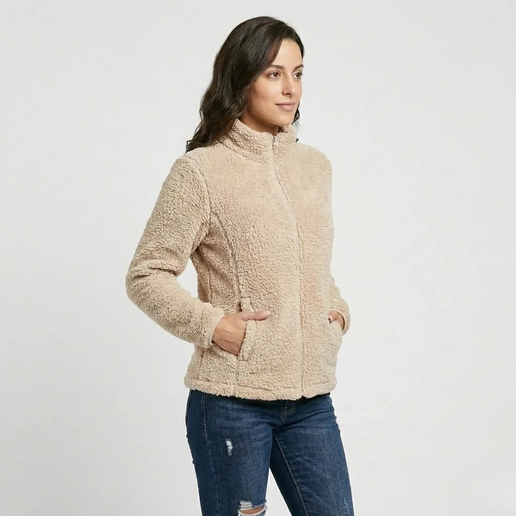 Városi stílusú, magas galléros fleece dzseki