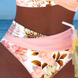 Lorena - Virágmintás bikini kontrasztos kivágással