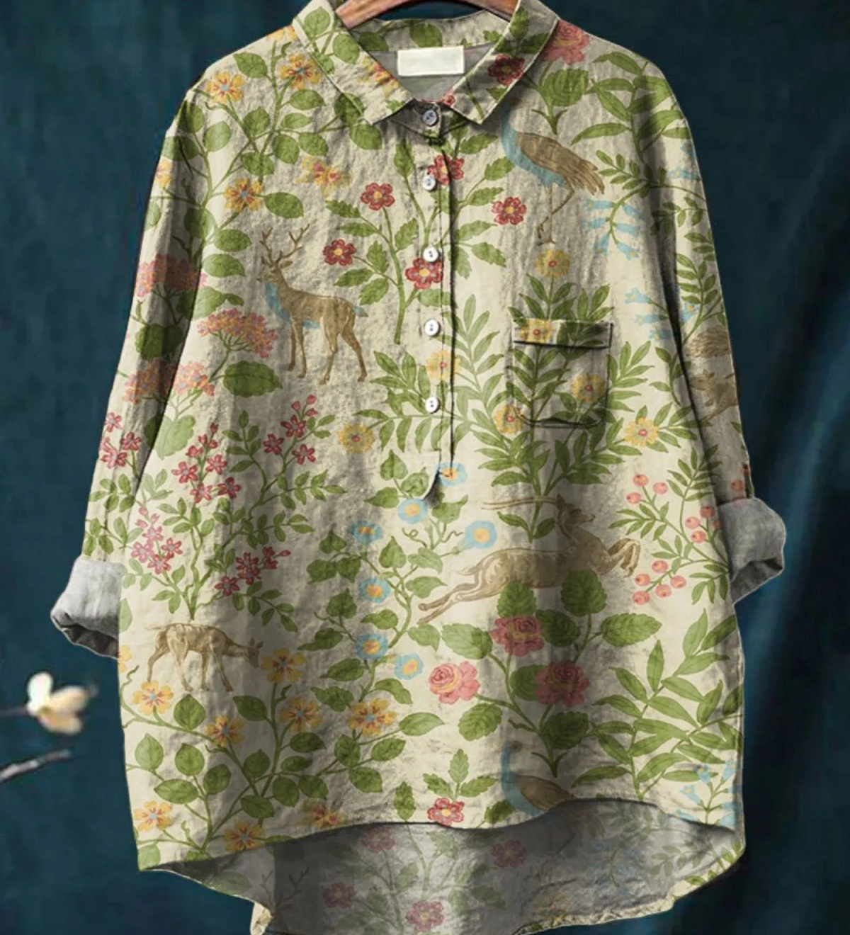 Georgina - Vintage Virágos Állatos Casual Ing