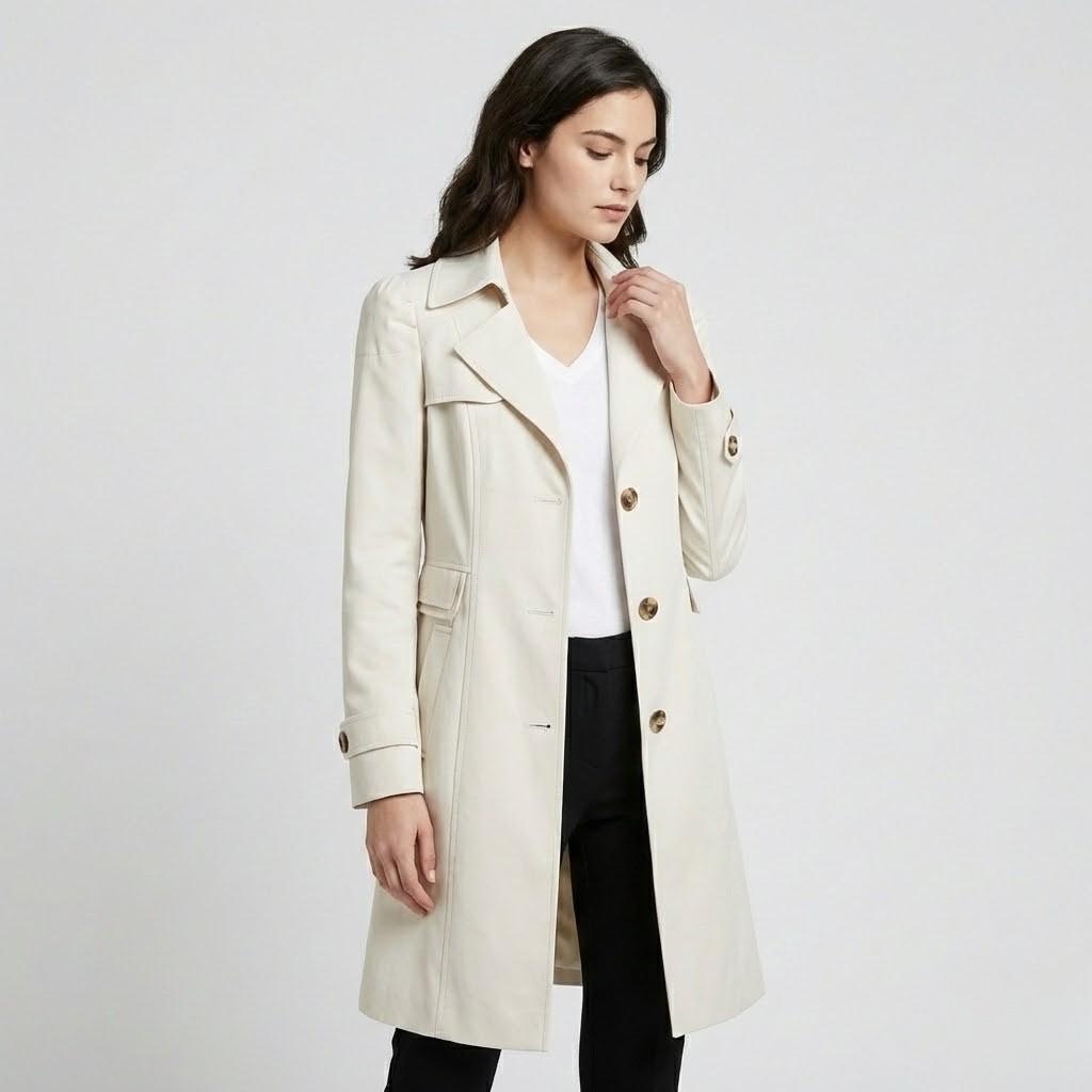 Elegáns pamutkeverék trench coat testhez simuló szabással