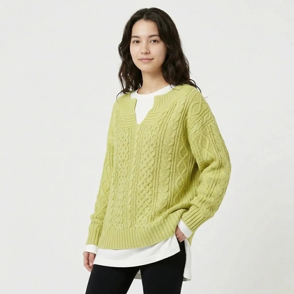 Oversize kötött szett fonott mintával