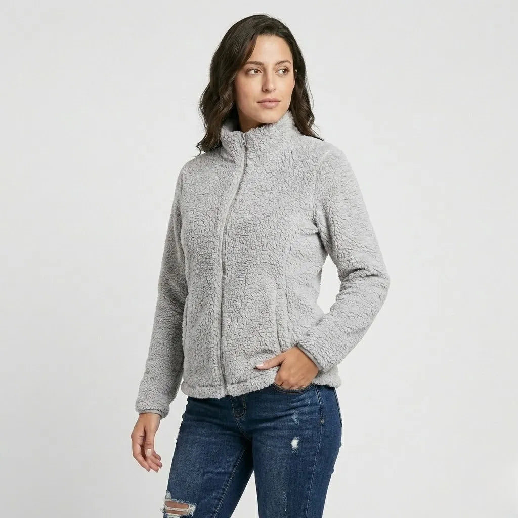 Városi stílusú, magas galléros fleece dzseki