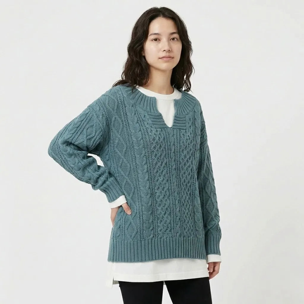 Oversize kötött szett fonott mintával