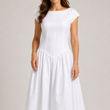 Želmíra | Midi ruha A-vágású, csónaknyakú