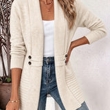Hosszú kardigán finom kötésből díszes gombokkal