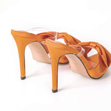 Magas sarkú slingback cipők masnival