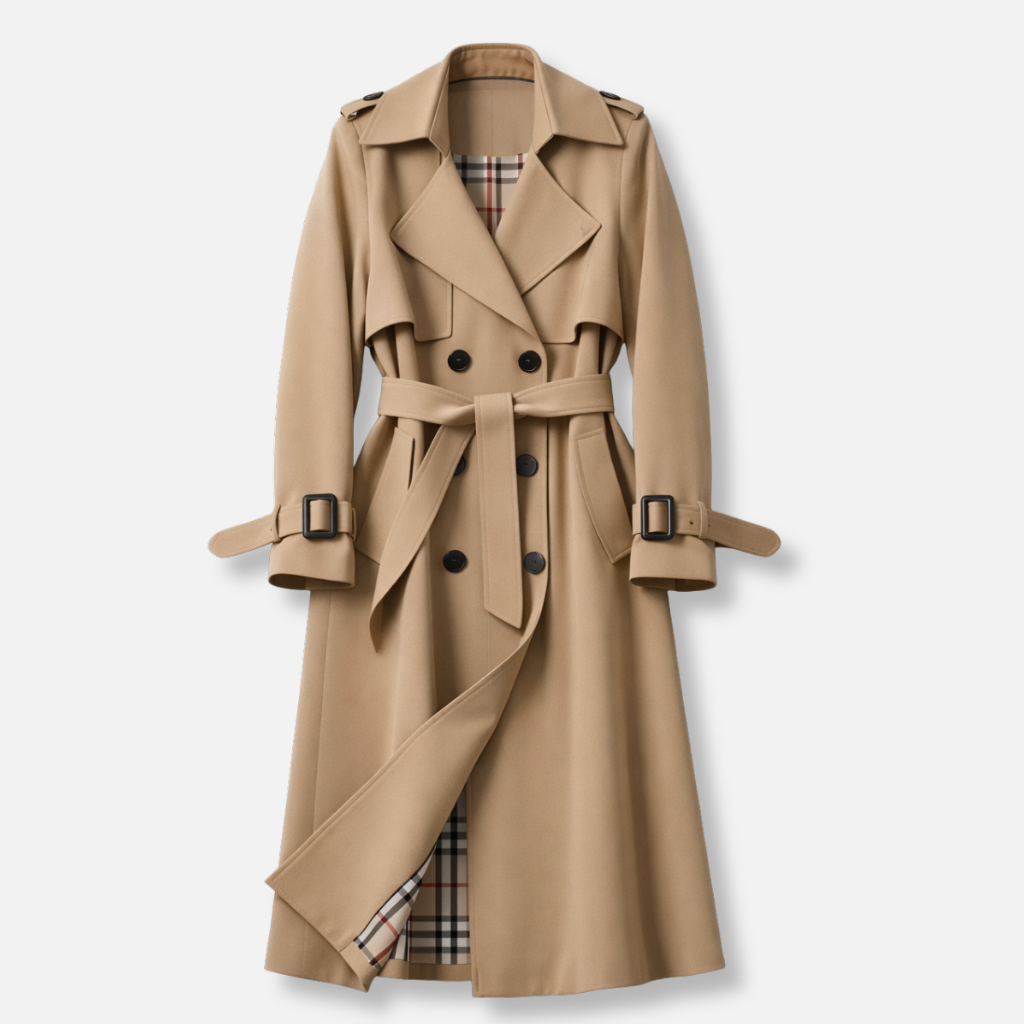 Övvel és gombokkal ellátott trench coat