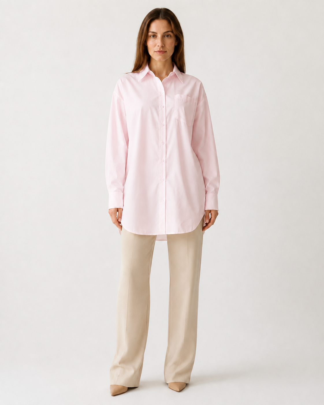 Hosszú oversized ing klasszikus gallérral