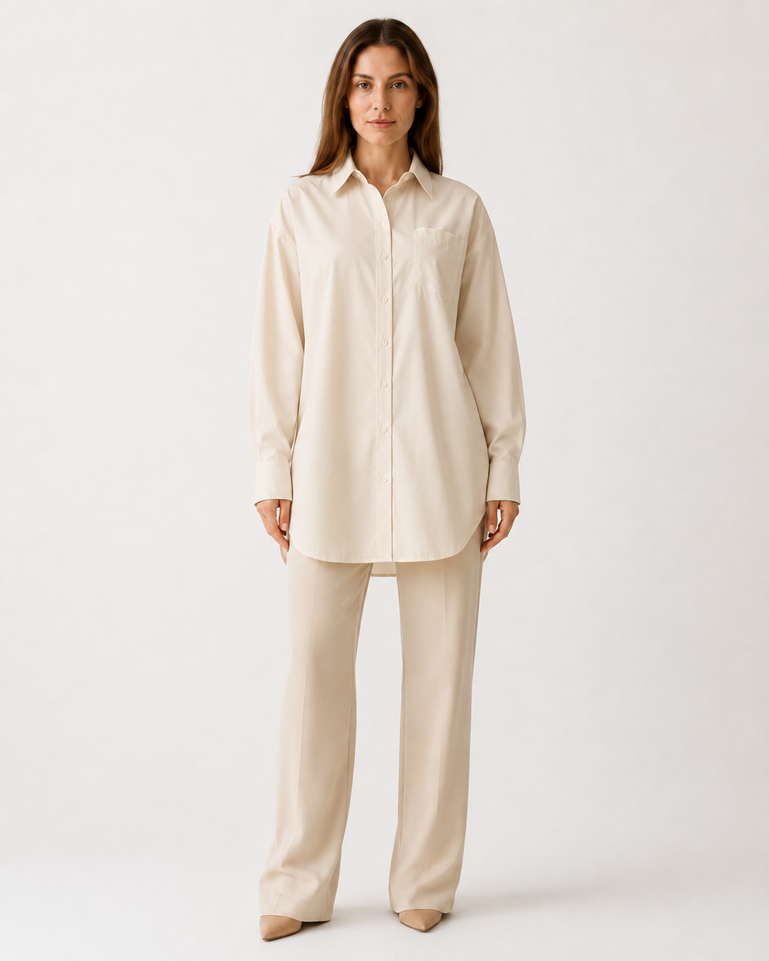 Hosszú oversized ing klasszikus gallérral