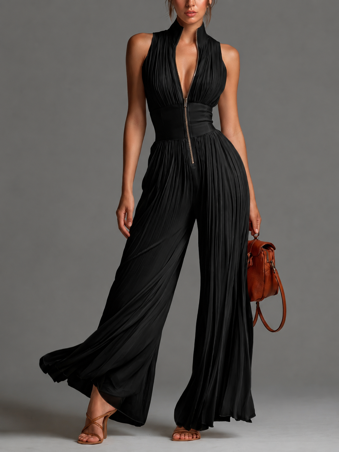 Leontína | Elegáns pliszírozott overall