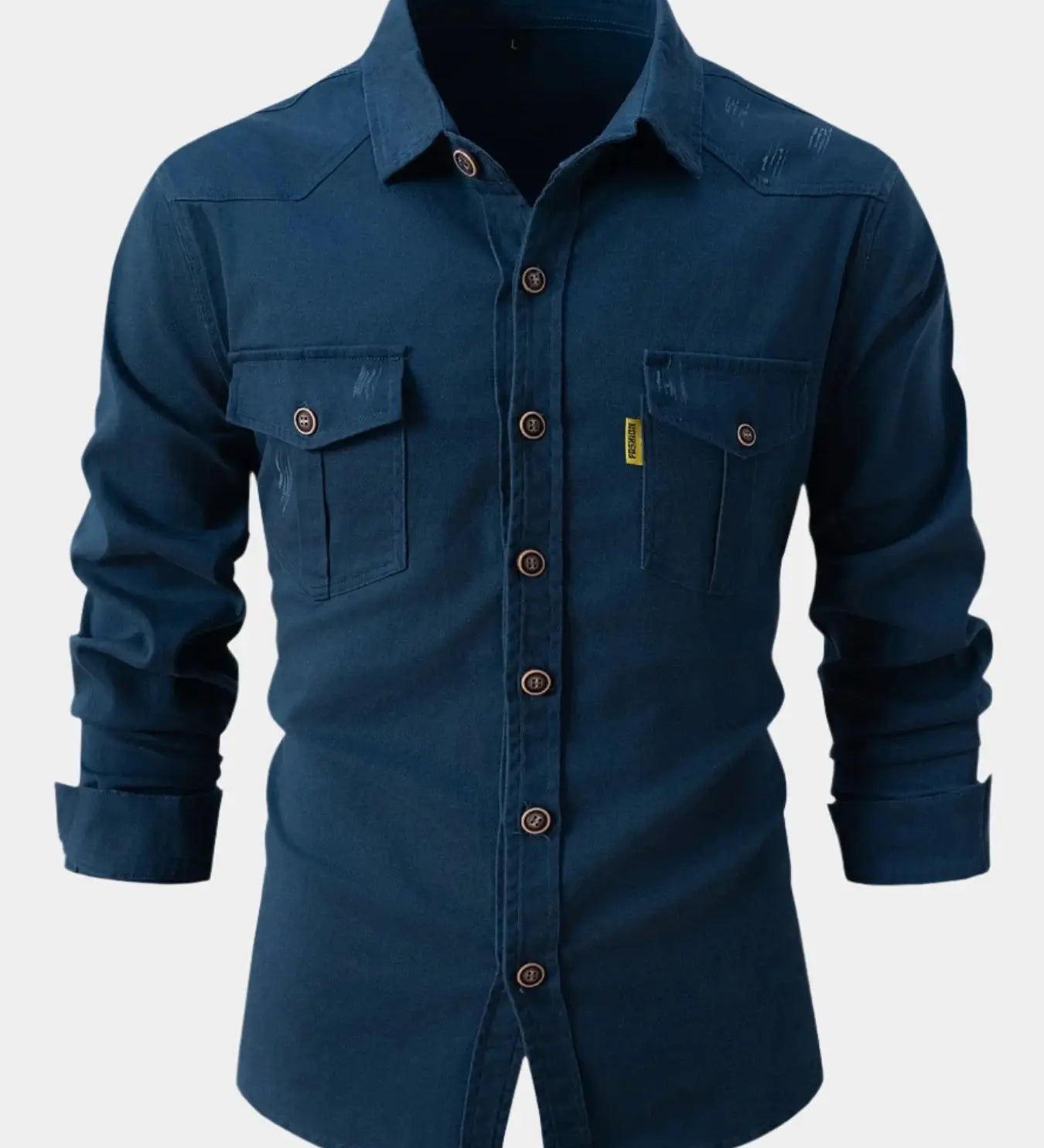 Denim keverék ing - Gombos