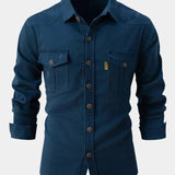 Denim keverék ing - Gombos