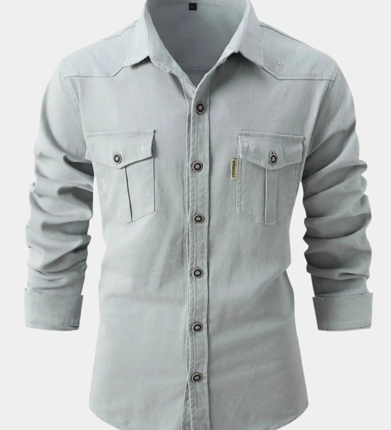 Denim keverék ing - Gombos