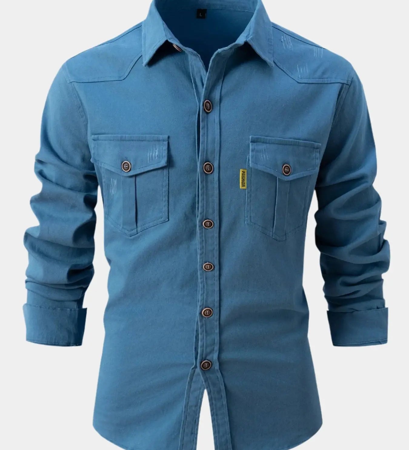 Denim keverék ing - Gombos