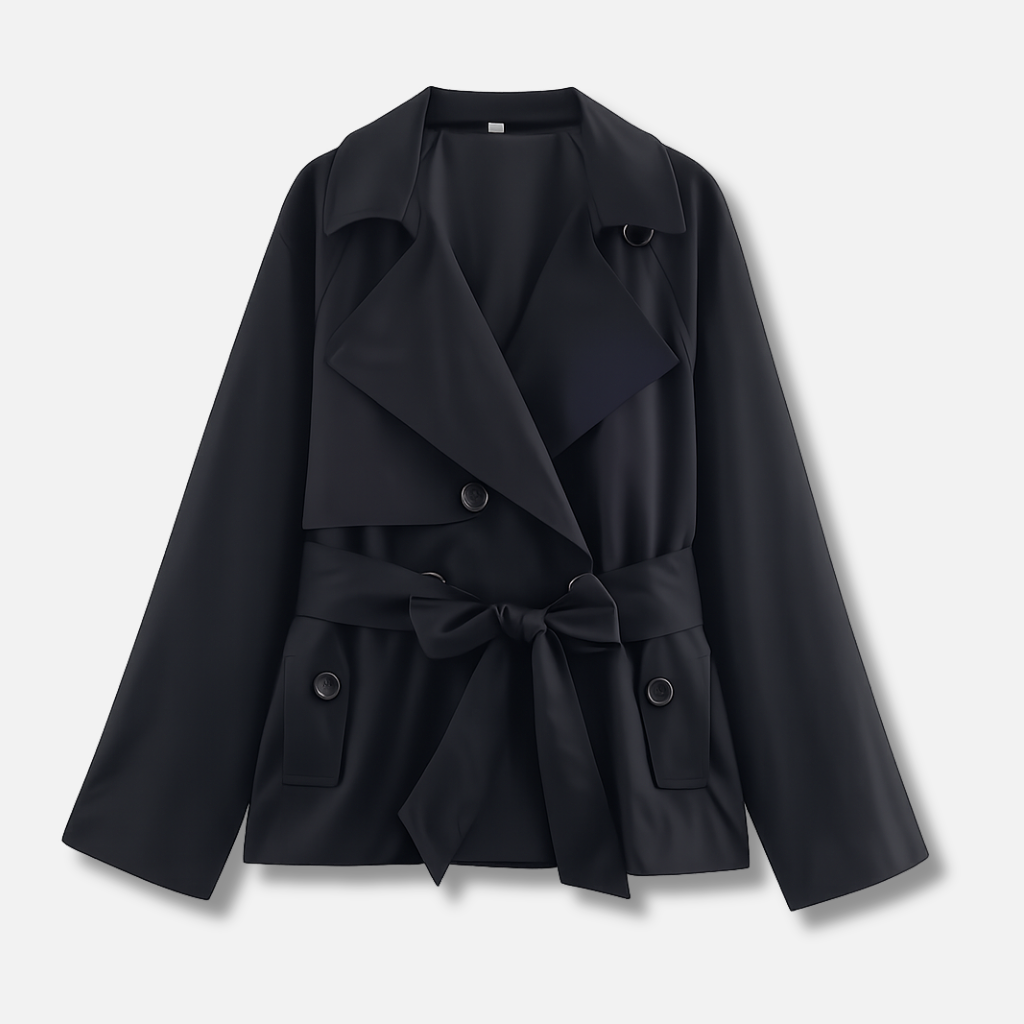 Hosszú ujjú trench coat, övvel és dupla gombolással