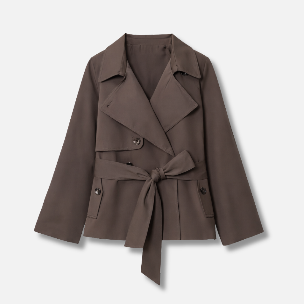 Hosszú ujjú trench coat, övvel és dupla gombolással