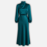 Kornélia | Midi ruha hosszú ujjakkal és magas derékkal