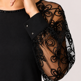 Rastislava | Elegáns fekete ruha finom ujjal