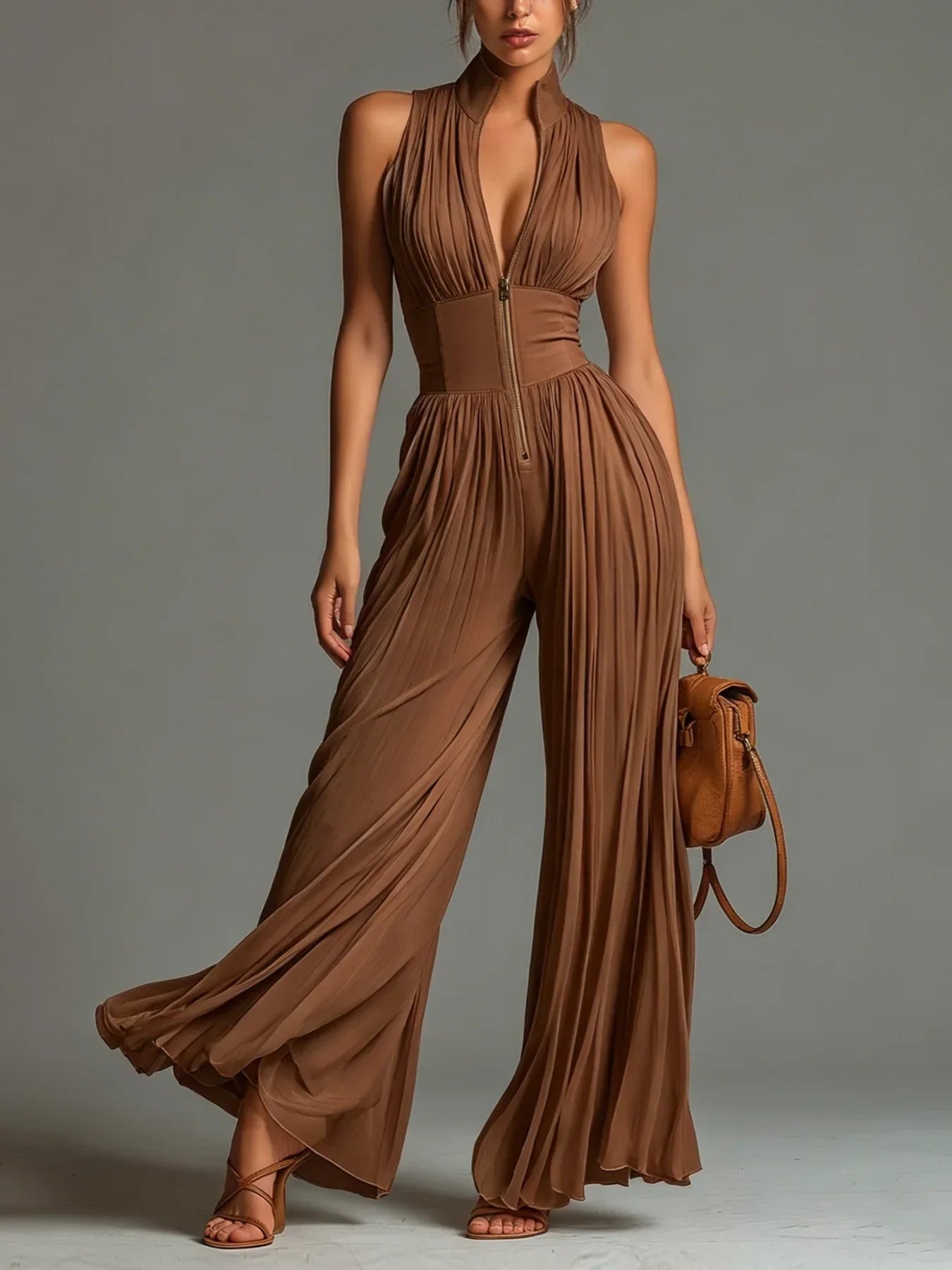 Leontína | Elegáns pliszírozott overall