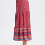 Boho midi szoknya virágmintával