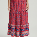 Boho midi szoknya virágmintával